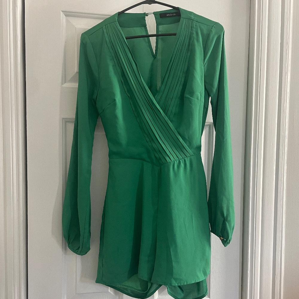 Ark & Co Kelly Green long sleeved romper